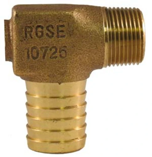 Brass Elbow - ¾" Male Pipe Thread X 1" Barb With ¼" Tap 4 Brass Elbow - ¾" Male Pipe Thread X 1" Barb With ¼" Tap - Image 2