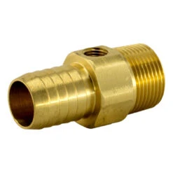 Brass Straight Adapter - 1" Male Pipe Thread X 1" Barb With 1/4" Tap