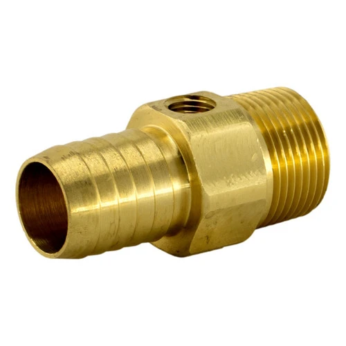 Brass Straight Adapter - 1" Male Pipe Thread X 1" Barb With 1/4" Tap 3 Brass Straight Adapter - 1" Male Pipe Thread X 1" Barb With 1/4" Tap