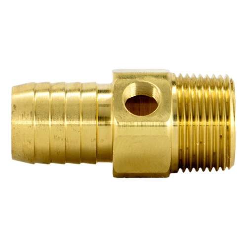 Brass Straight Adapter - 1" Male Pipe Thread X 1" Barb With 1/4" Tap 5 Brass Straight Adapter - 1" Male Pipe Thread X 1" Barb With 1/4" Tap - Image 3