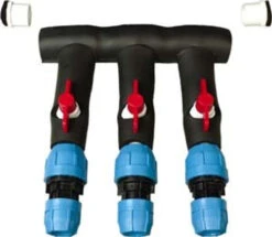 PVC Compression Manifold - Straight Header - 1-1/4" PVC Inlet X (3) 3/4" PE Outlets