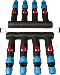 PVC Compression Manifold - Straight Header - 1-1/4" PVC Inlet X (4) 3/4" PE Outlets