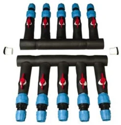 PVC Compression Manifold - Straight Header - 1-1/4" PVC Inlet X (5) 3/4" PE Outlets