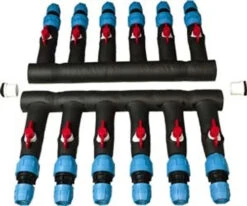 PVC Compression Manifold - Straight Header - 1-1/4" PVC Inlet X (6) 3/4" PE Outlets